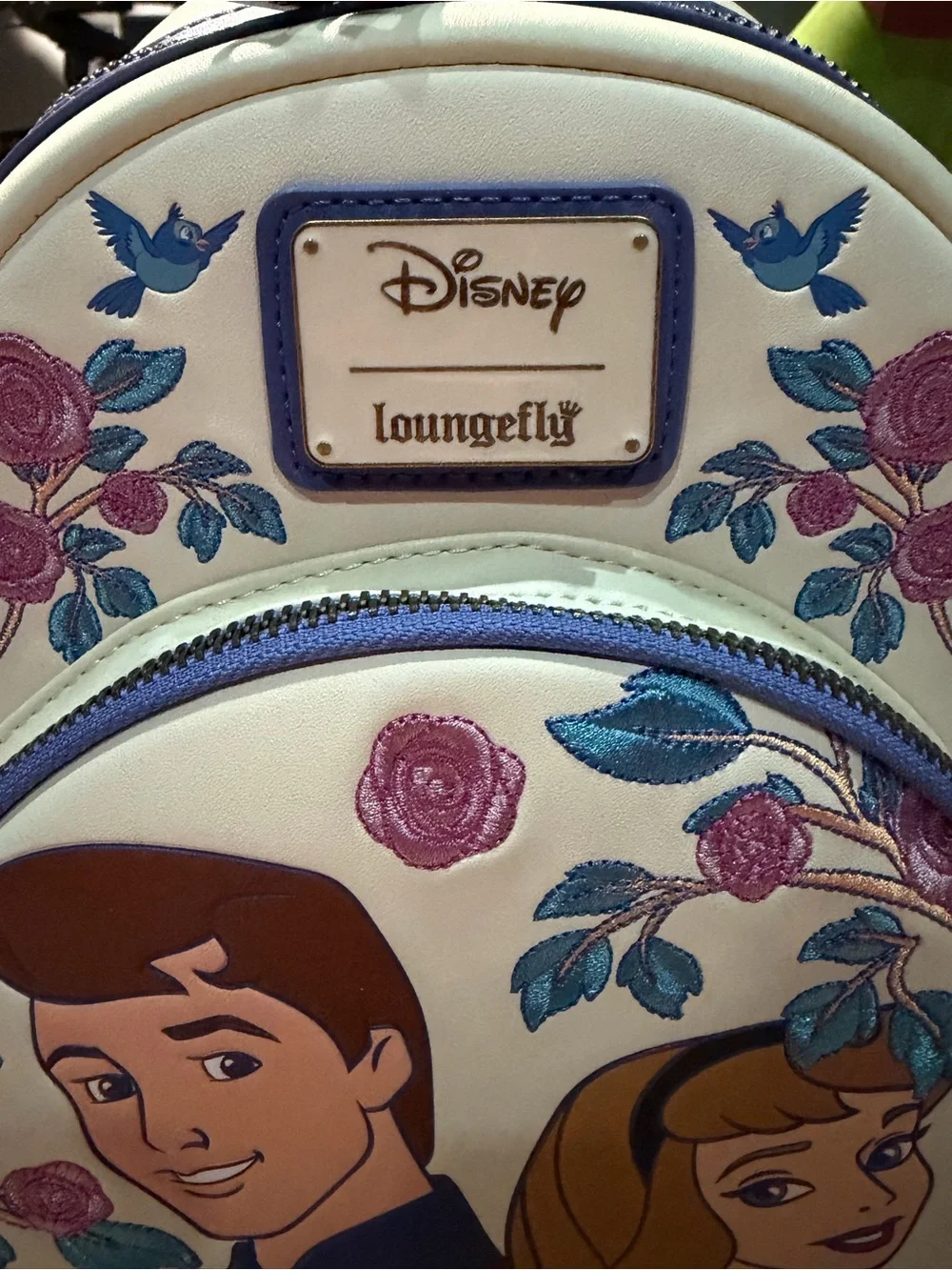 Loungefly Cream Mini Backpack with Pink & Blue Floral Accents